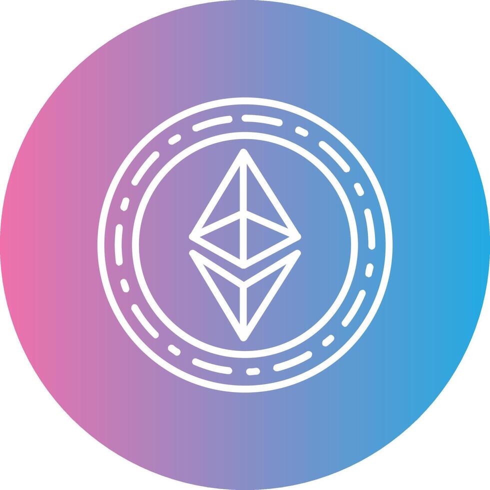 Ethereum Coin Line Gradient Circle Icon vector