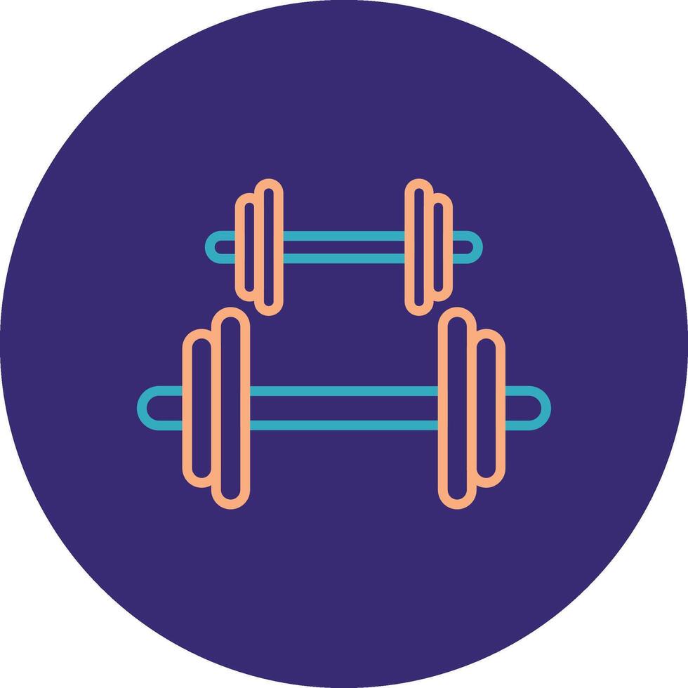 Dumbbell Line Two Color Circle Icon vector