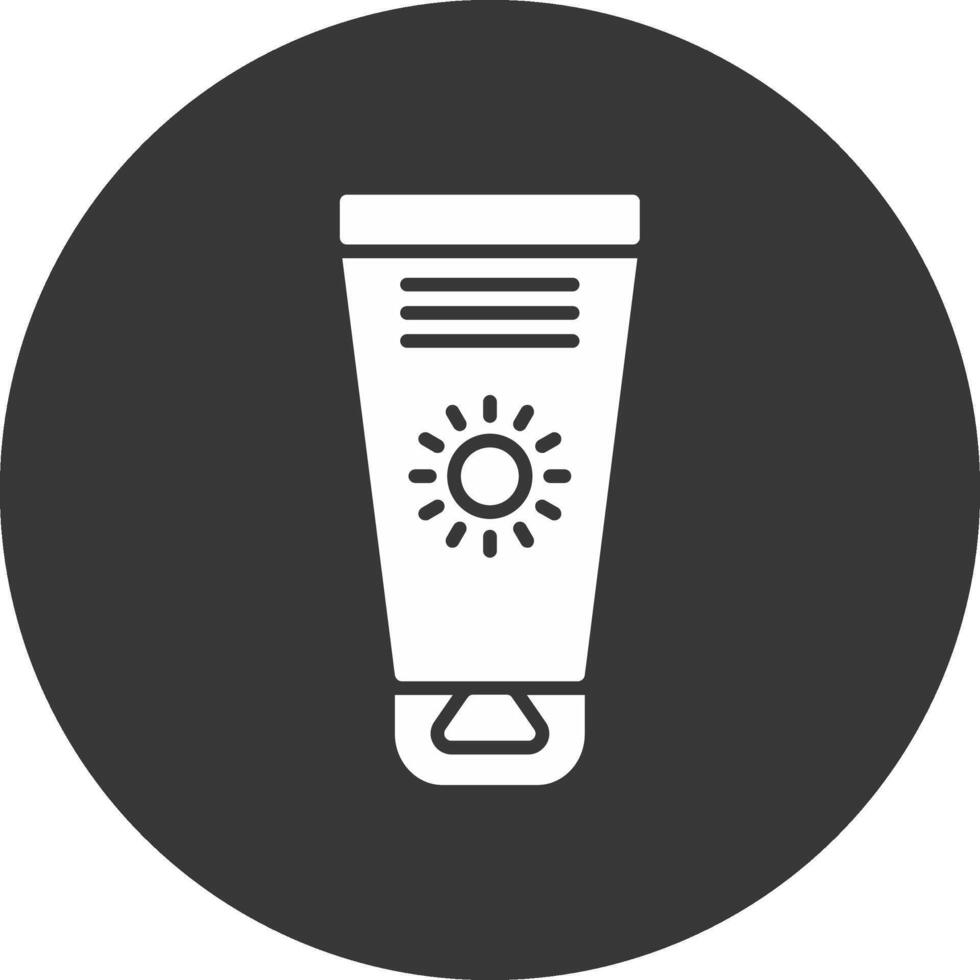 Sun Cream Glyph Inverted Icon vector