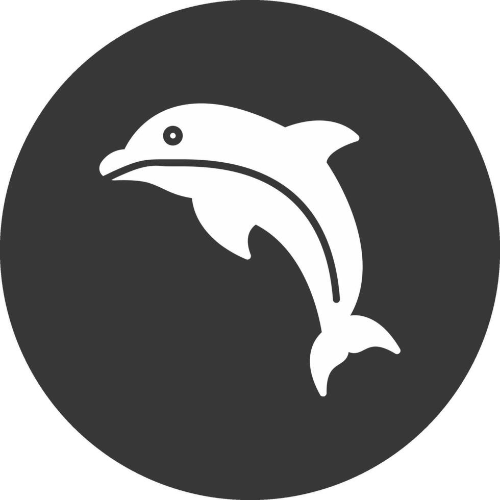 Dolphin Glyph Inverted Icon vector