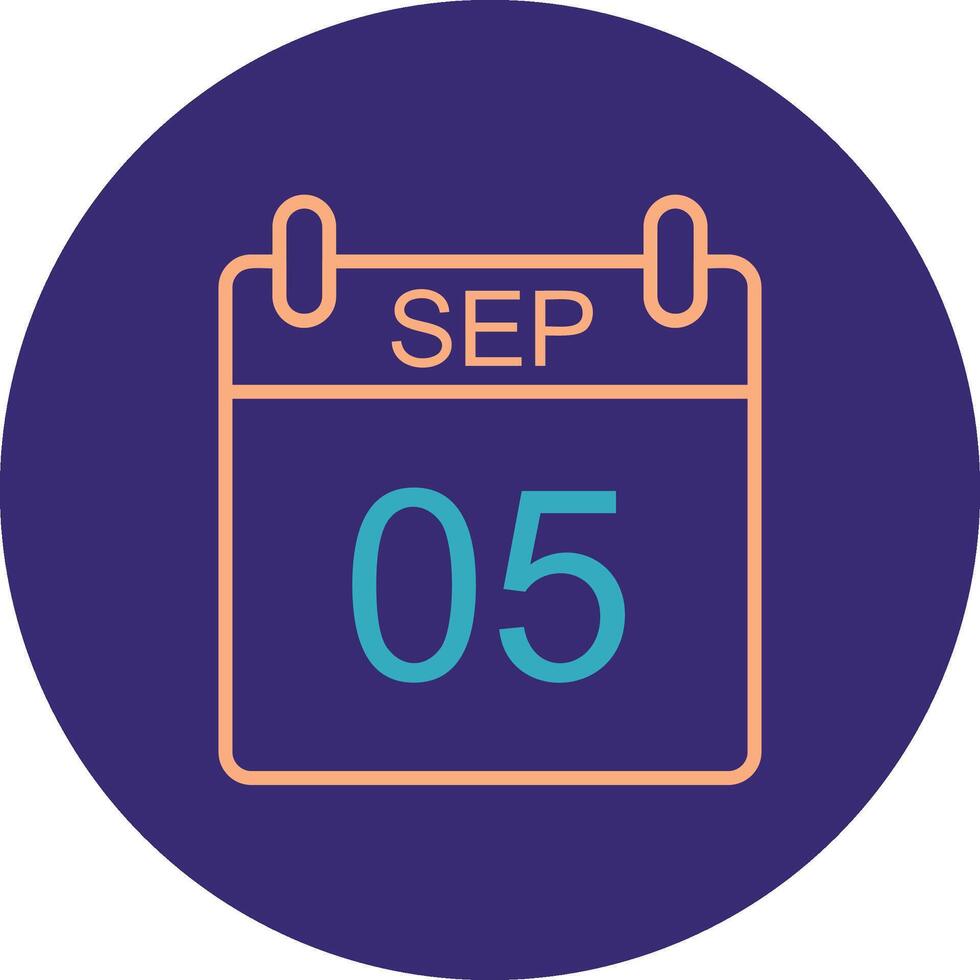 September Line Two Color Circle Icon vector