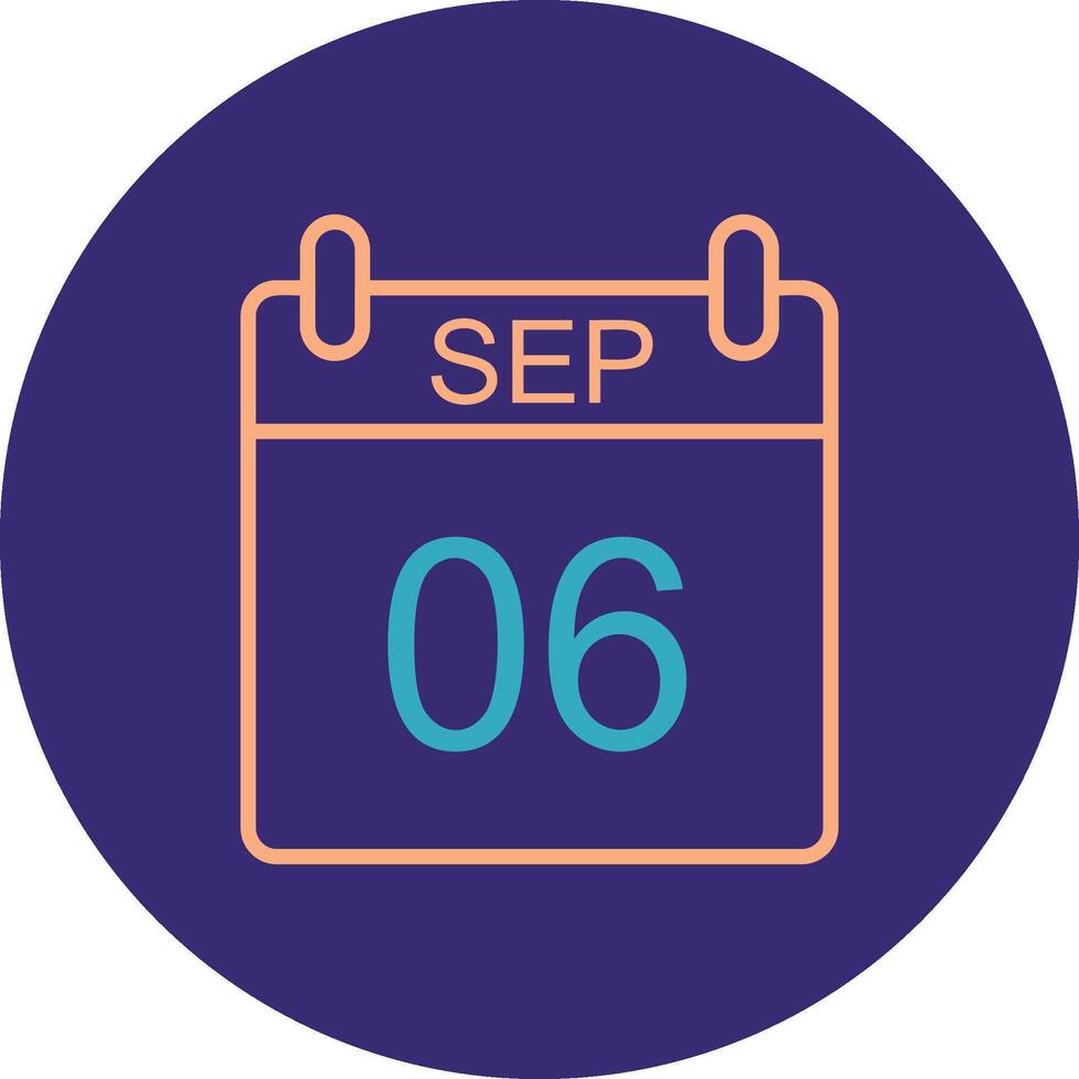 September Line Two Color Circle Icon vector