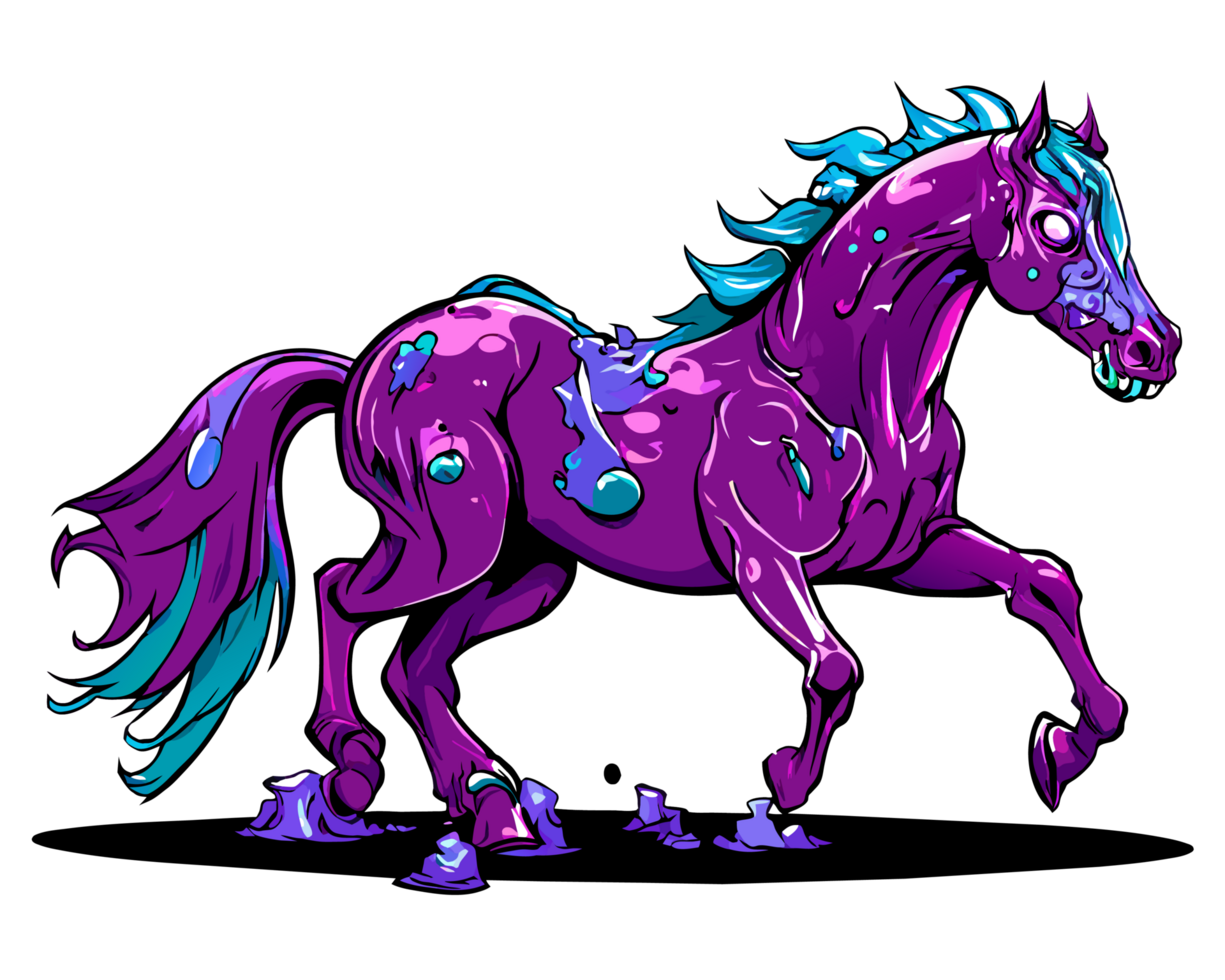 zombie horse illustration on transparent background png