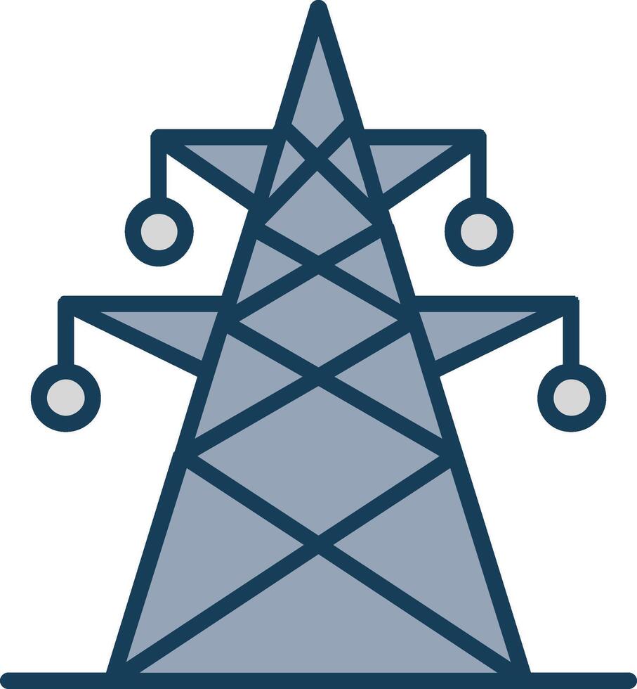 Electric Tower Line Filled Grey Icon vector