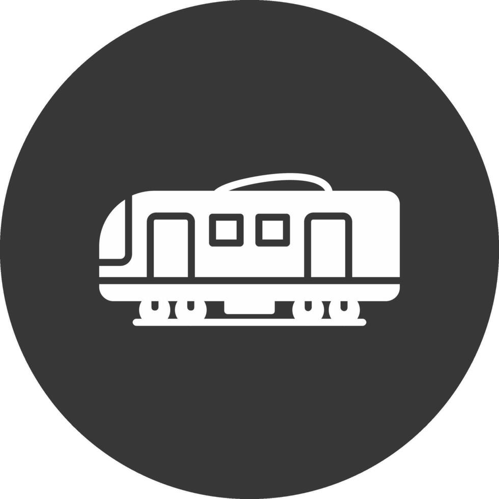 Electric Train Glyph Inverted Icon vector