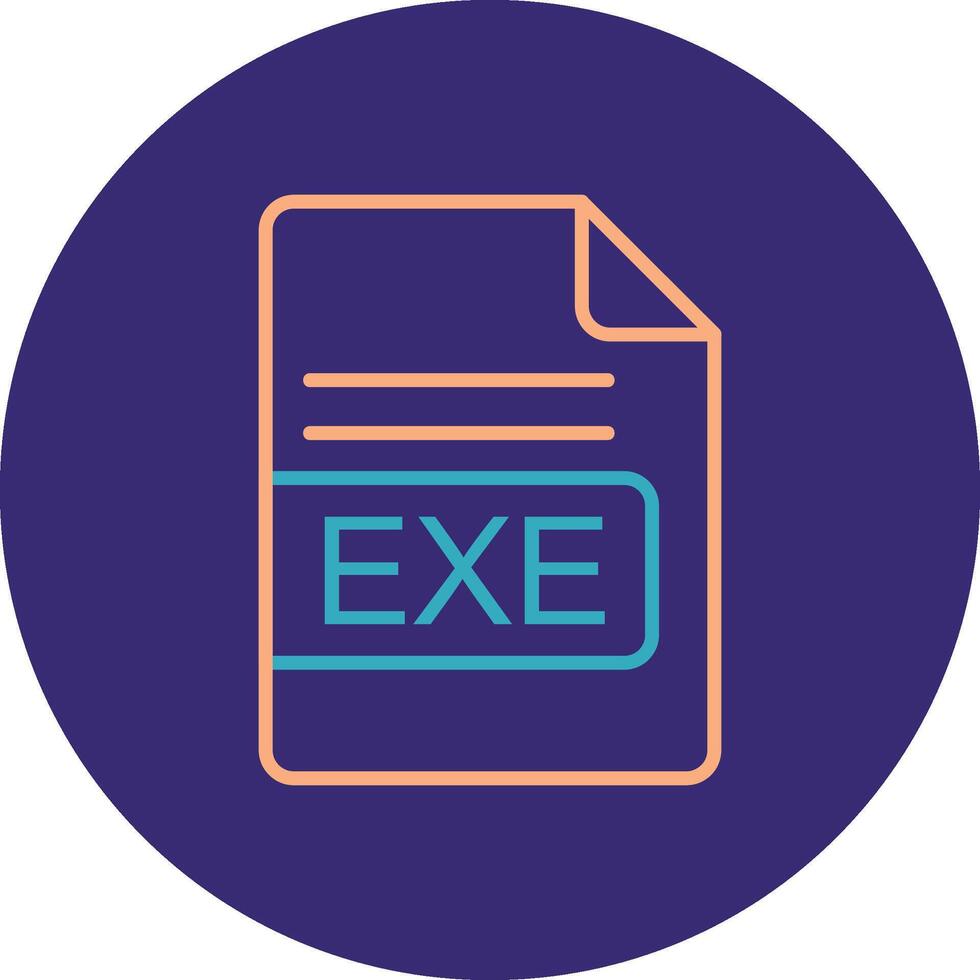 EXE File Format Line Two Color Circle Icon vector