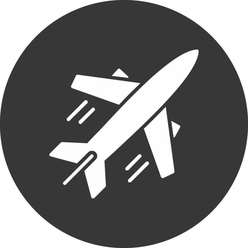 Plane Glyph Inverted Icon vector