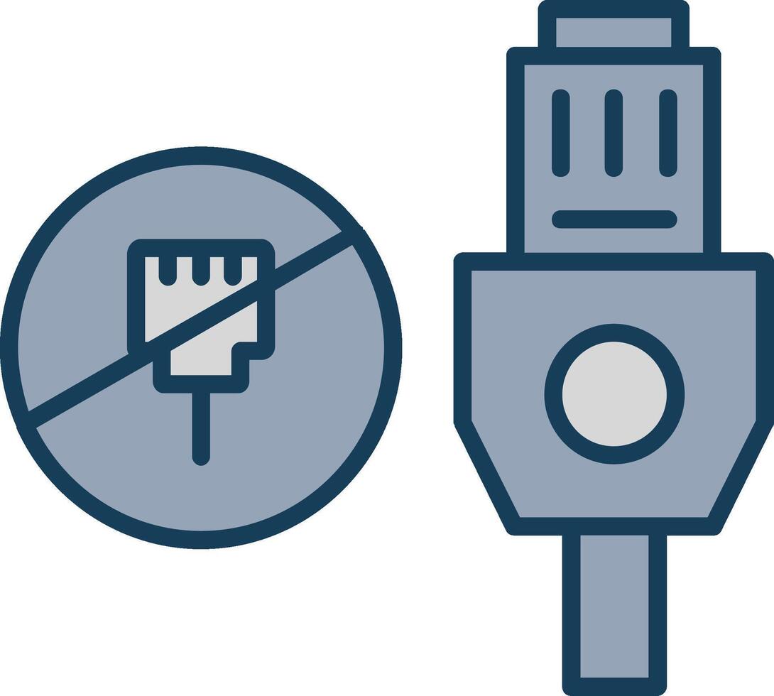 Lan Unplugged Line Filled Grey Icon vector