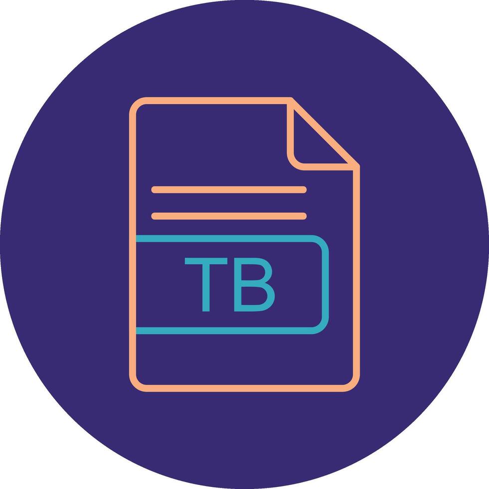 TB File Format Line Two Color Circle Icon vector