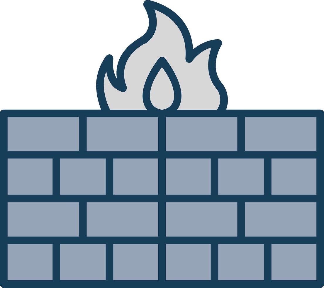 Firewall Line Filled Grey Icon vector
