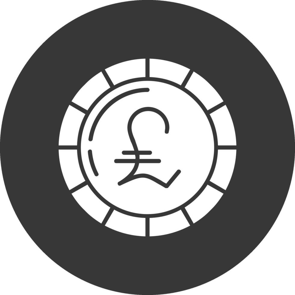 Pound Coin Glyph Inverted Icon vector