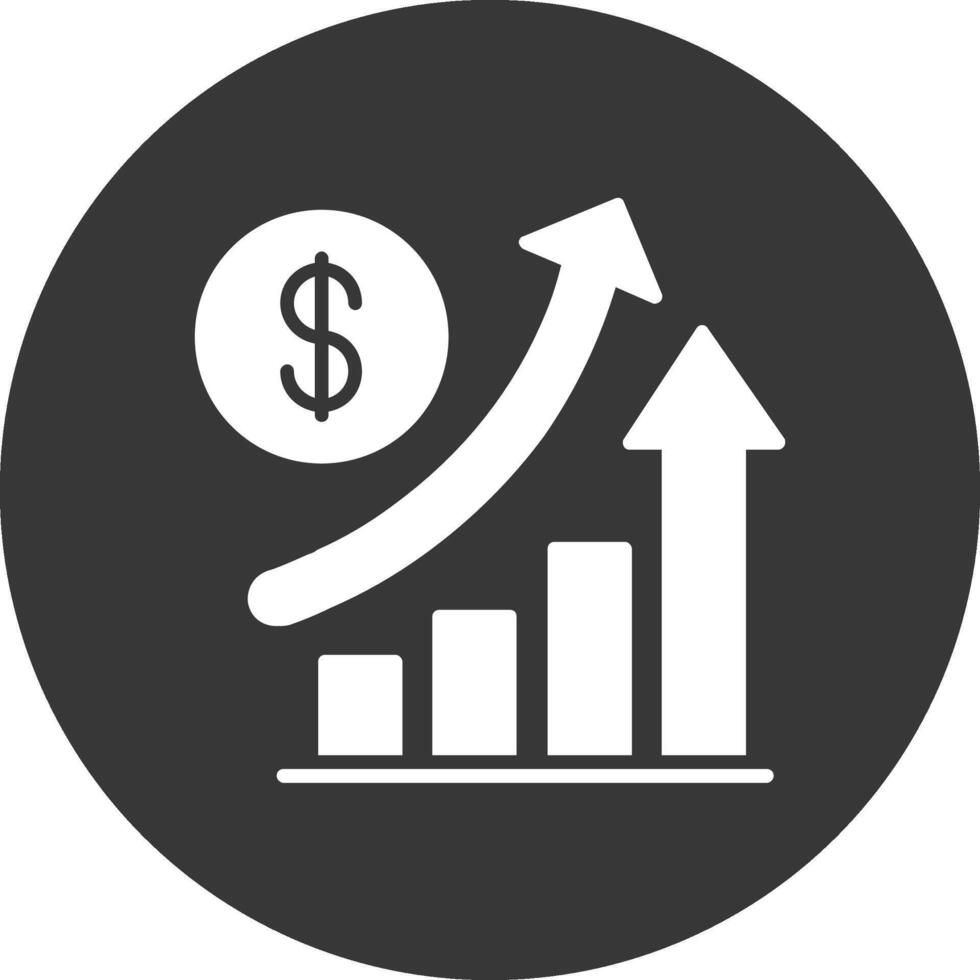 incrementar ventas glifo invertido icono vector