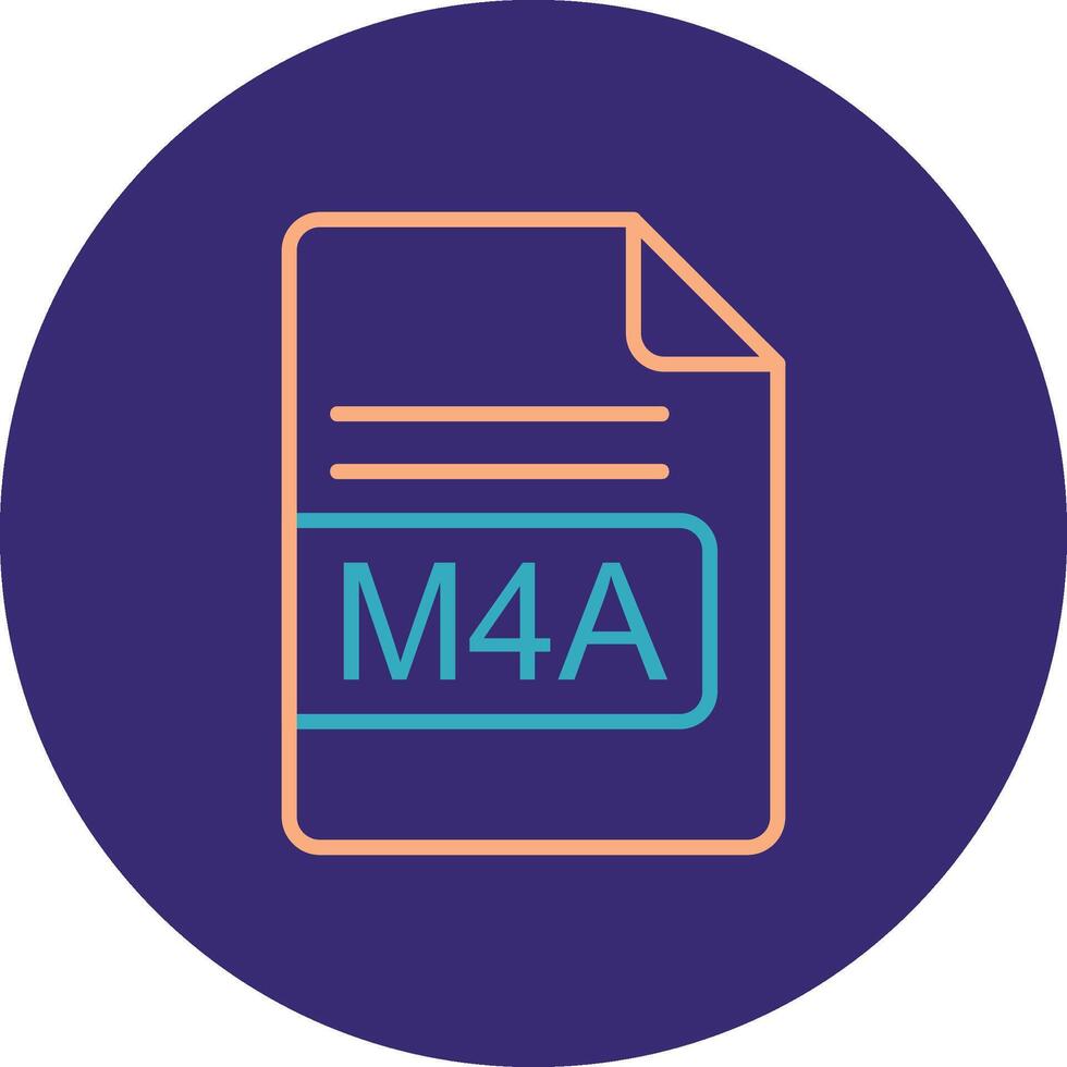 M4A File Format Line Two Color Circle Icon vector