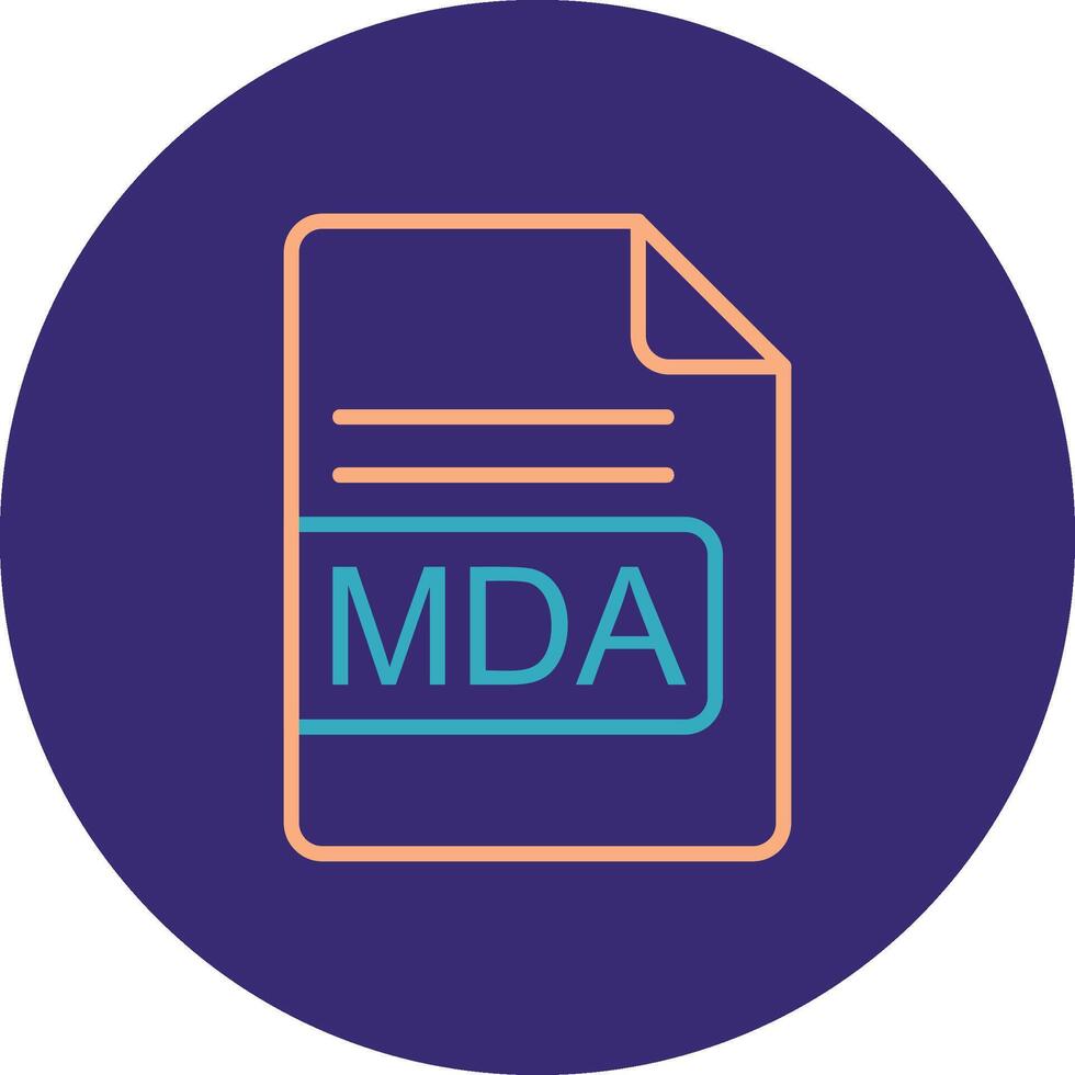 MDA File Format Line Two Color Circle Icon vector