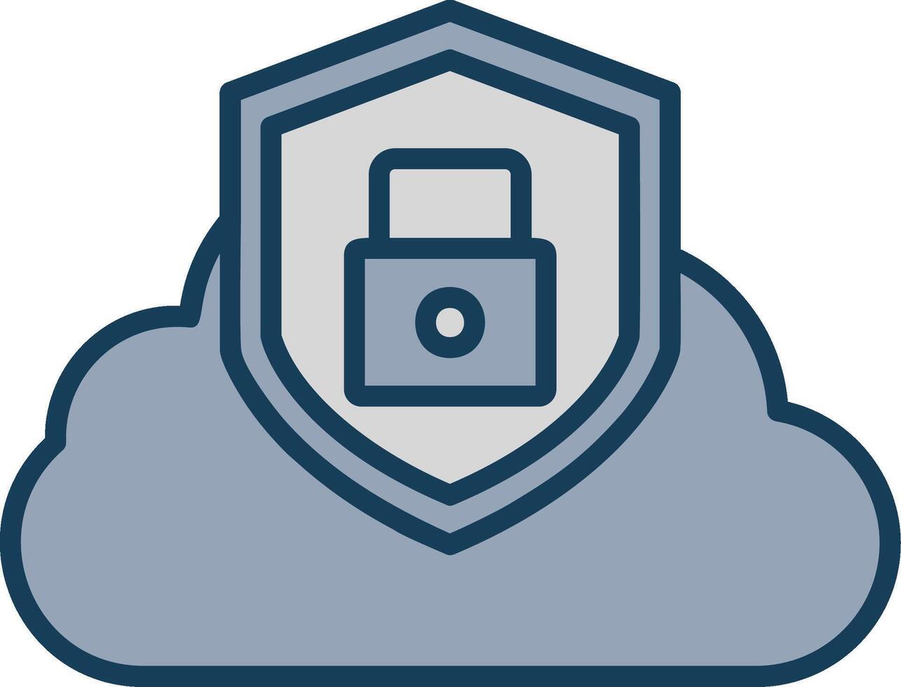 Cloud Security Line Filled Grey Icon vector