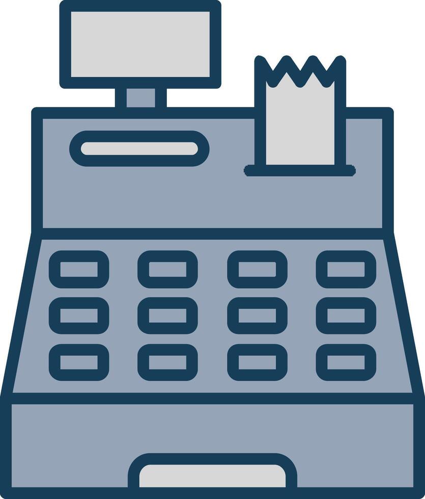 Cash Register Line Filled Grey Icon vector