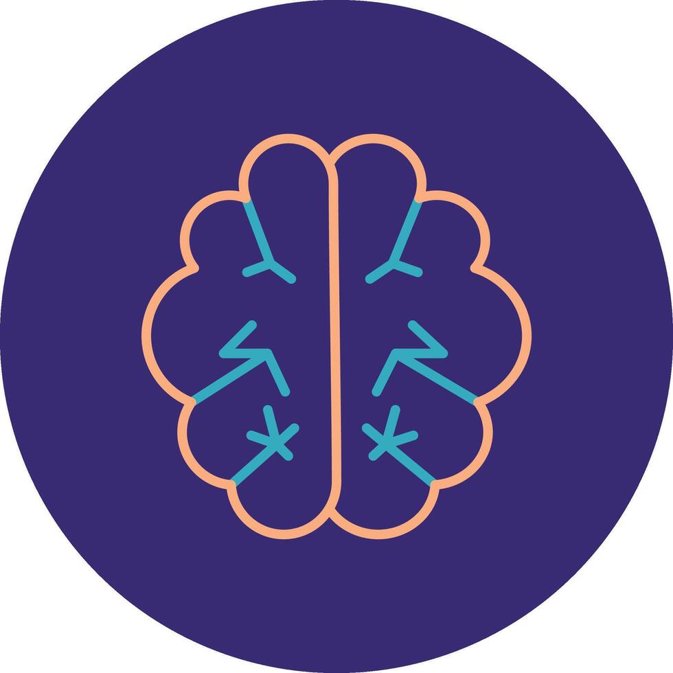 Brain Line Two Color Circle Icon vector