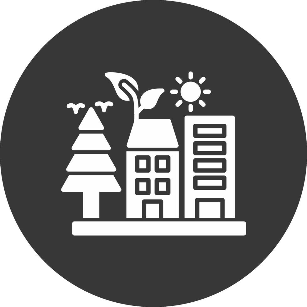 Green City Glyph Inverted Icon vector