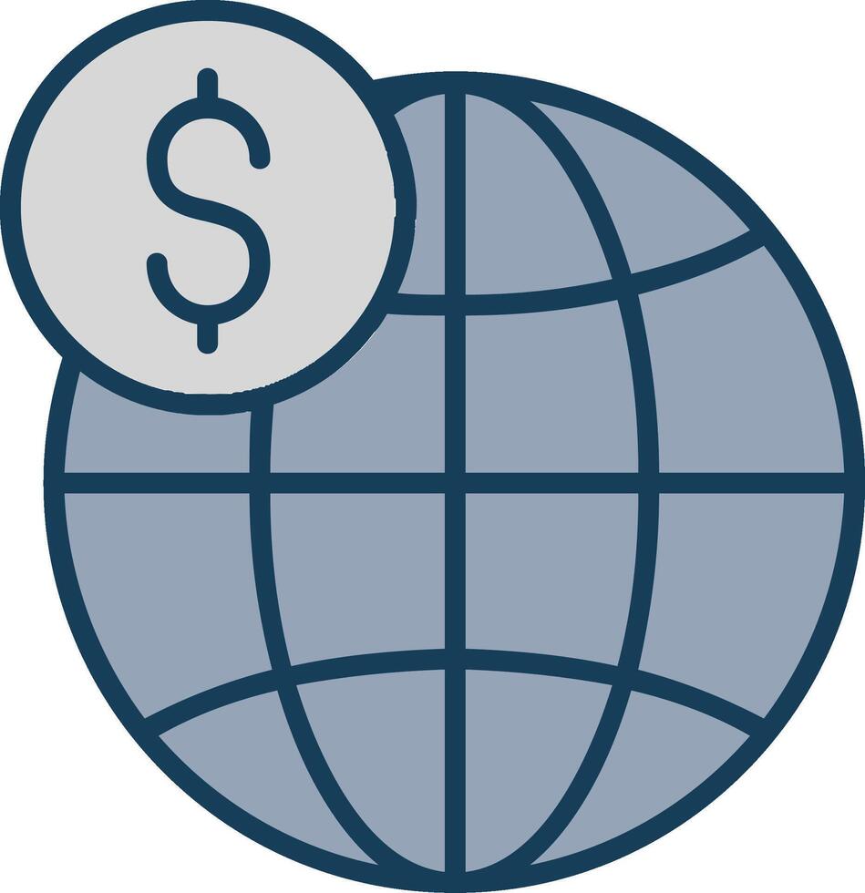 Global Business Line Filled Grey Icon vector