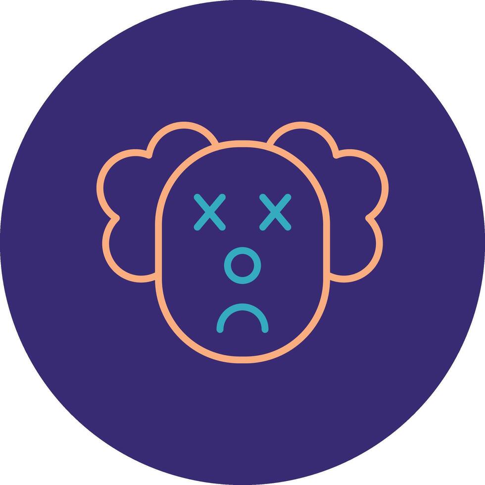 Clown Line Two Color Circle Icon vector