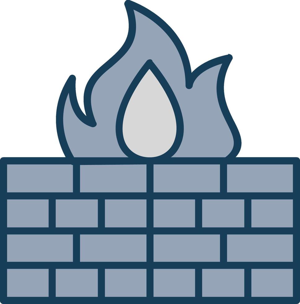 Firewall Line Filled Grey Icon vector