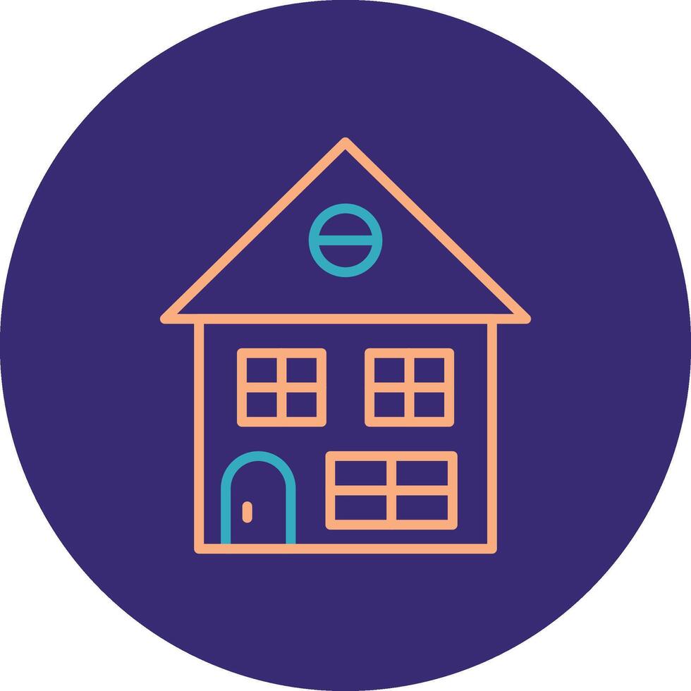 House Line Two Color Circle Icon vector