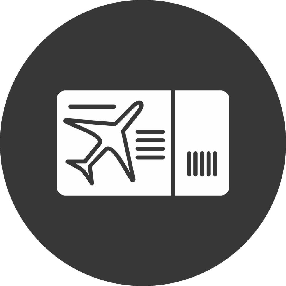 Filght Ticket Glyph Inverted Icon vector