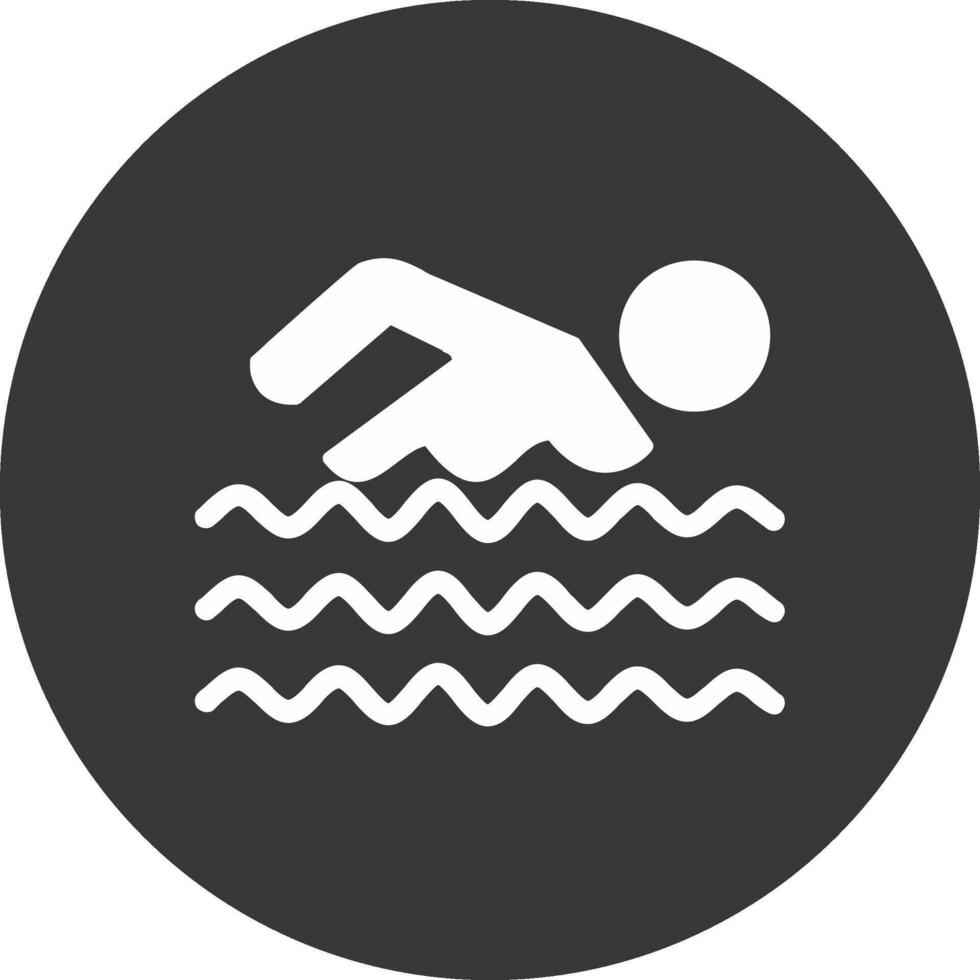 icono de glifo invertido de natación vector