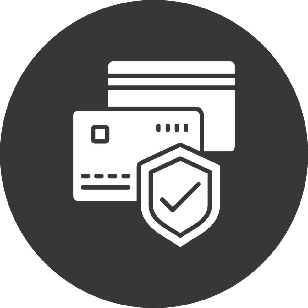 Secure Debit Card Glyph Inverted Icon vector