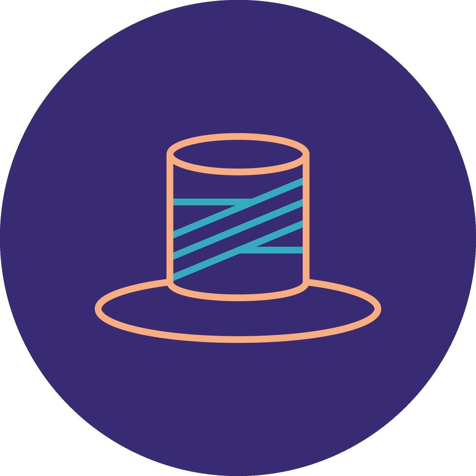 Top Hat Line Two Color Circle Icon vector