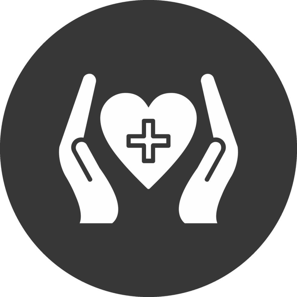 Heart Care Glyph Inverted Icon vector