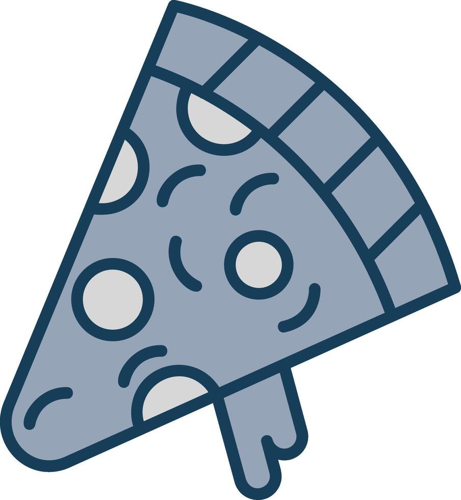 Pizza Slice Line Filled Grey Icon vector