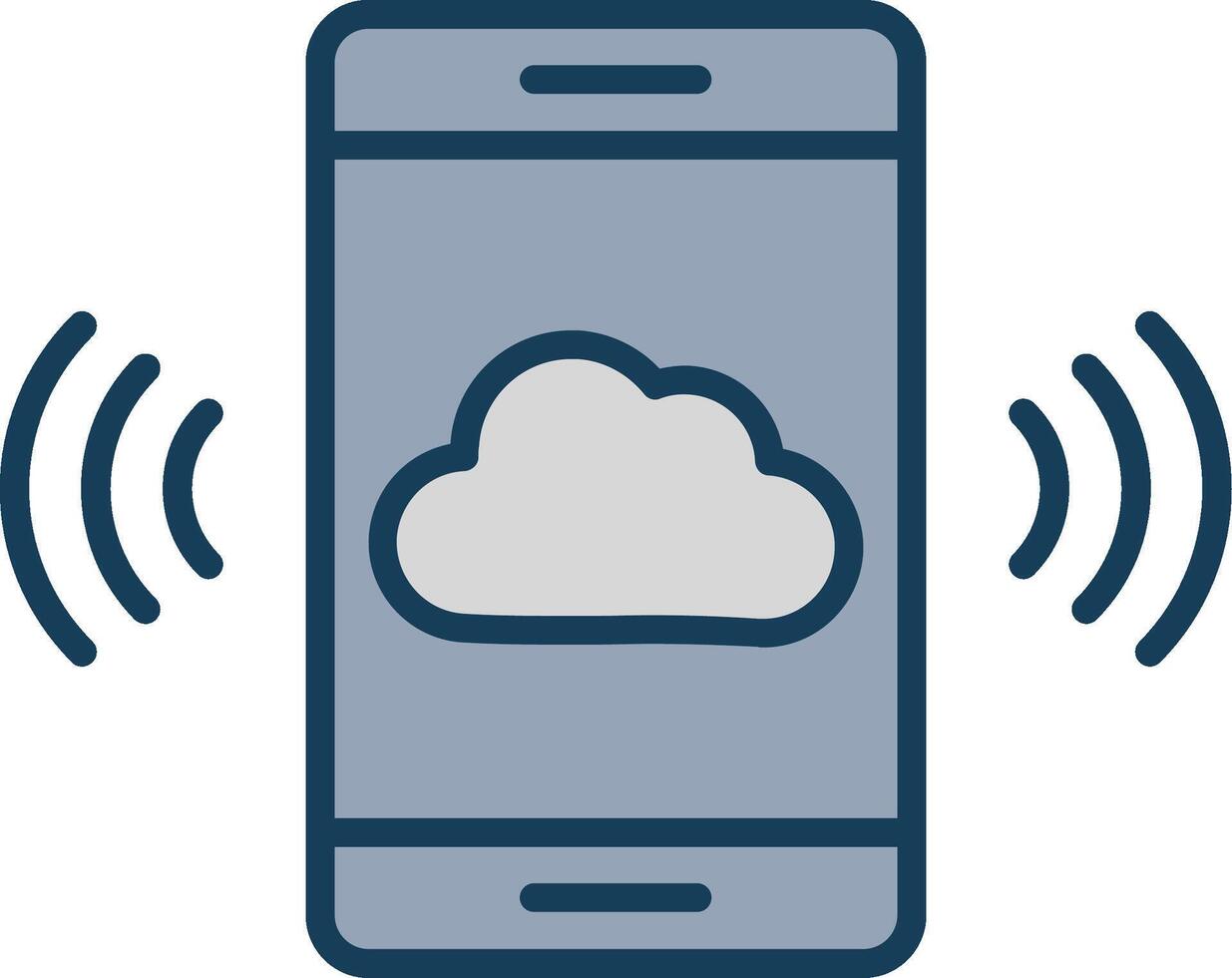 Mobile Cloud Line Filled Grey Icon vector
