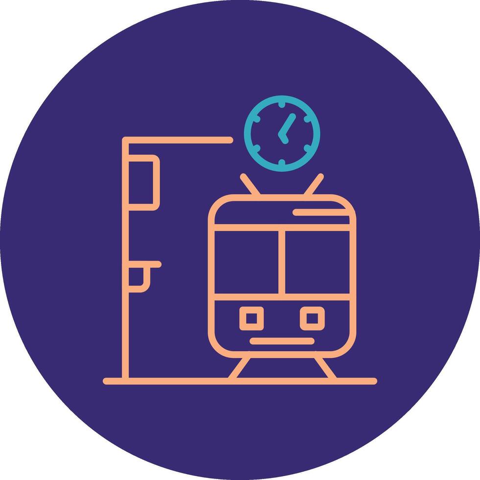 Metro Station Line Two Color Circle Icon vector