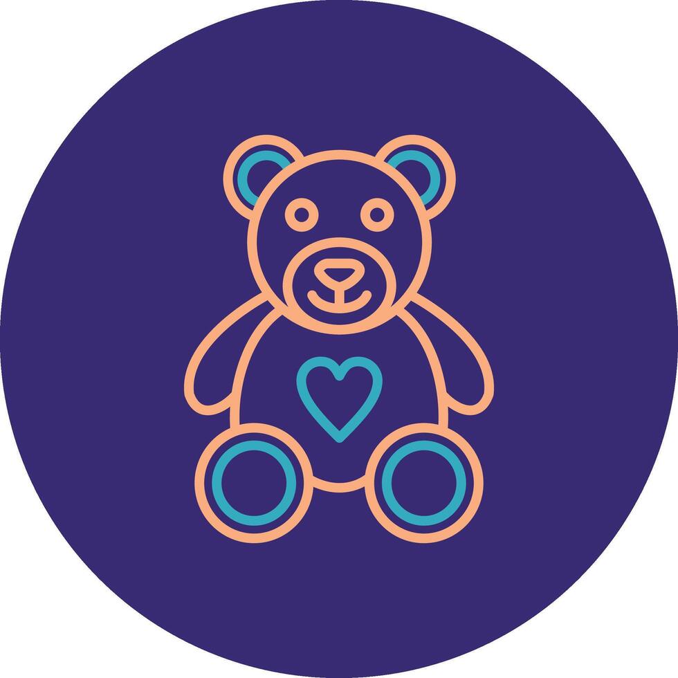 Bear Line Two Color Circle Icon vector