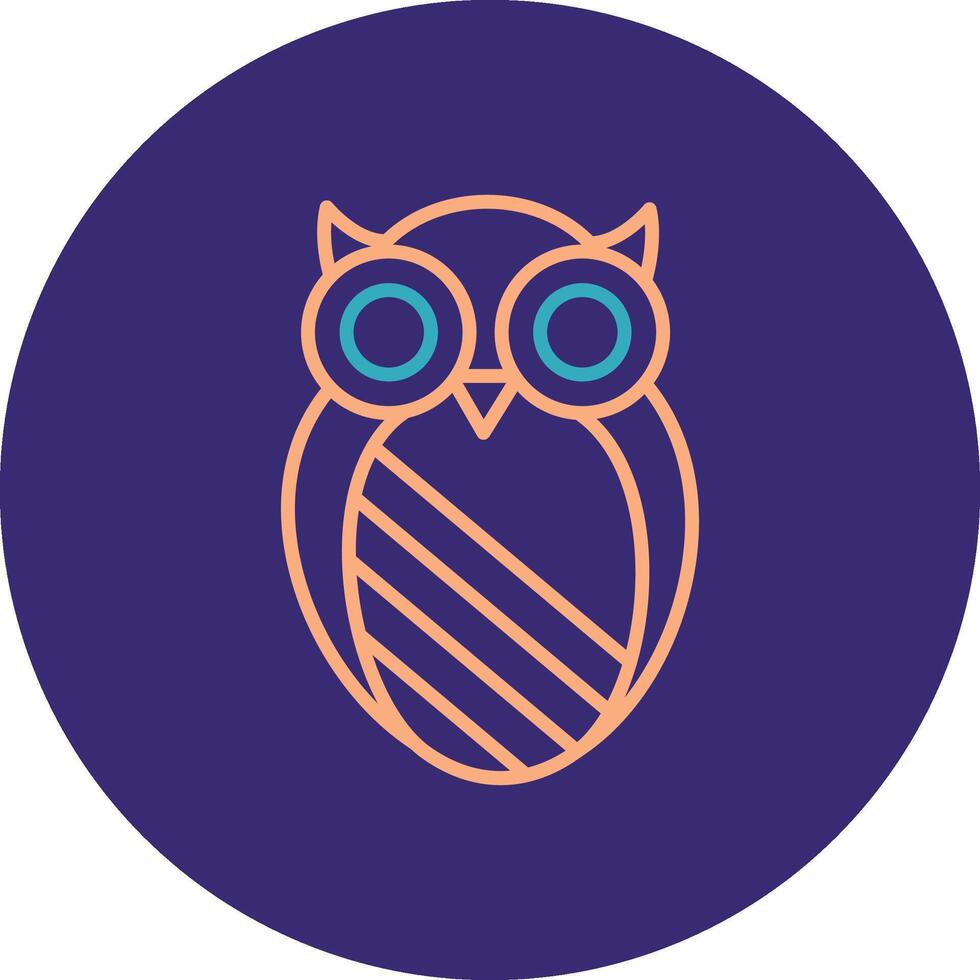 Owl Line Two Color Circle Icon vector