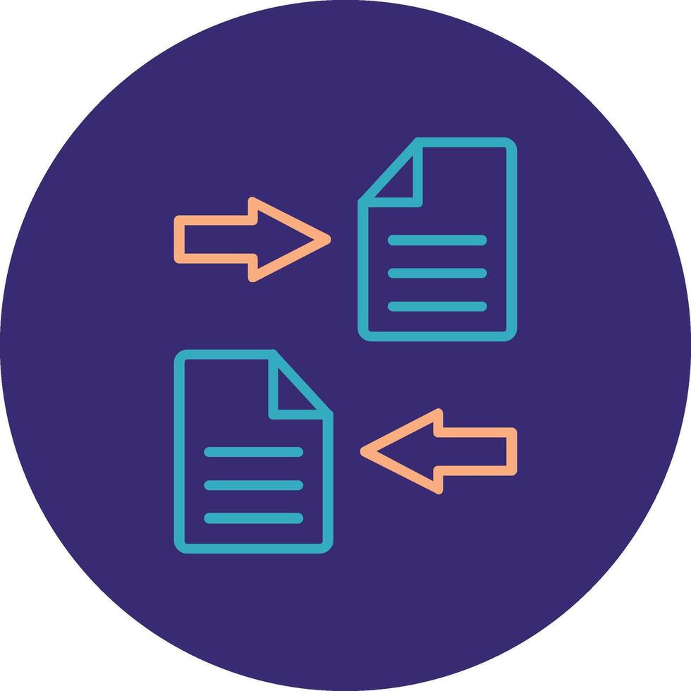 File Sharing Line Two Color Circle Icon vector