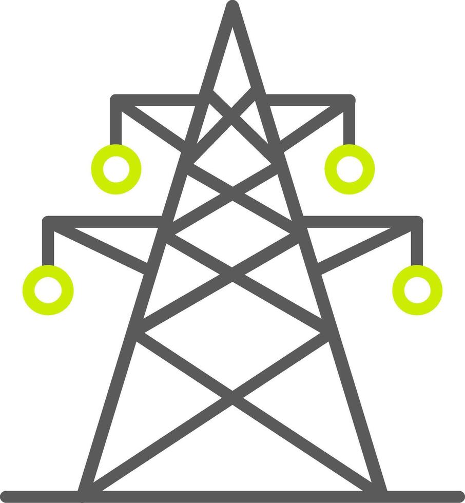 icono de dos colores de la línea de la torre eléctrica vector