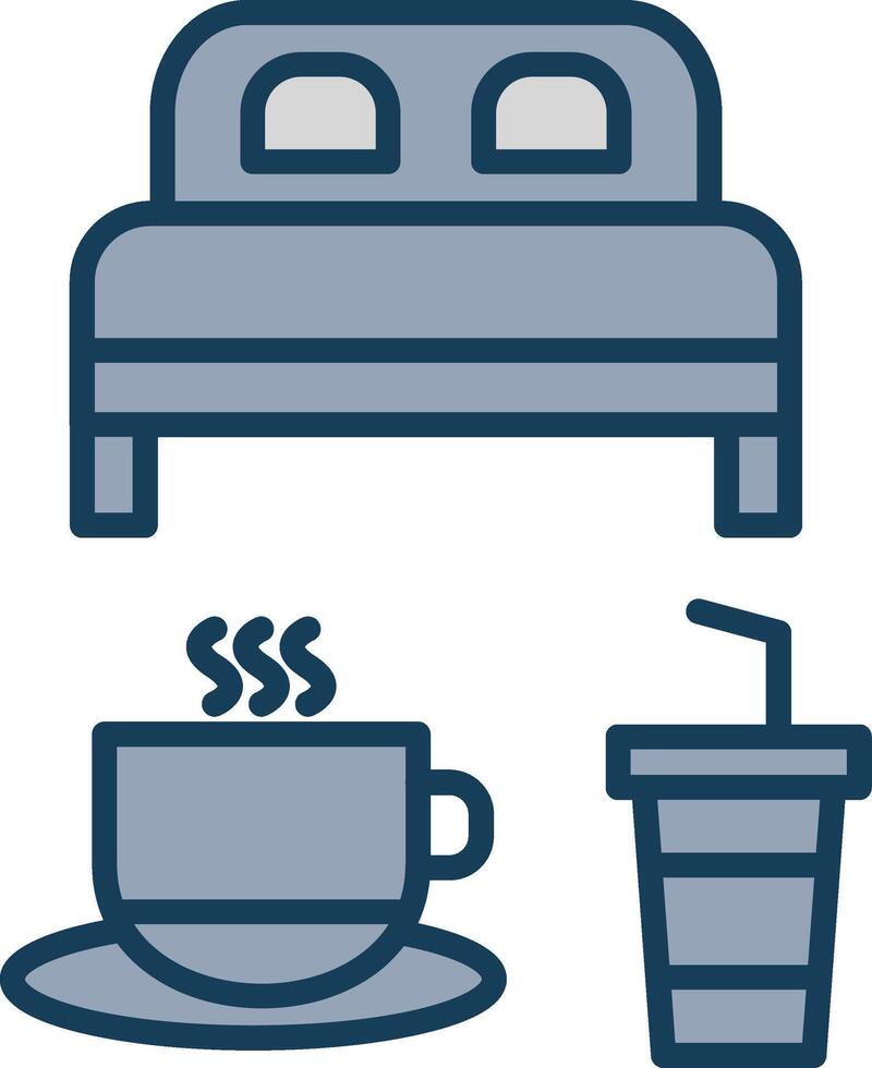 cama y desayuno línea lleno gris icono vector