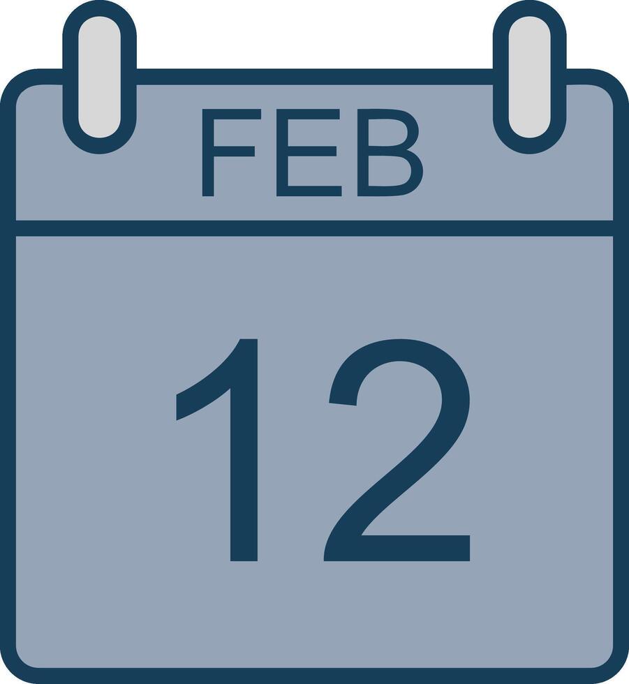 February Line Filled Grey Icon vector