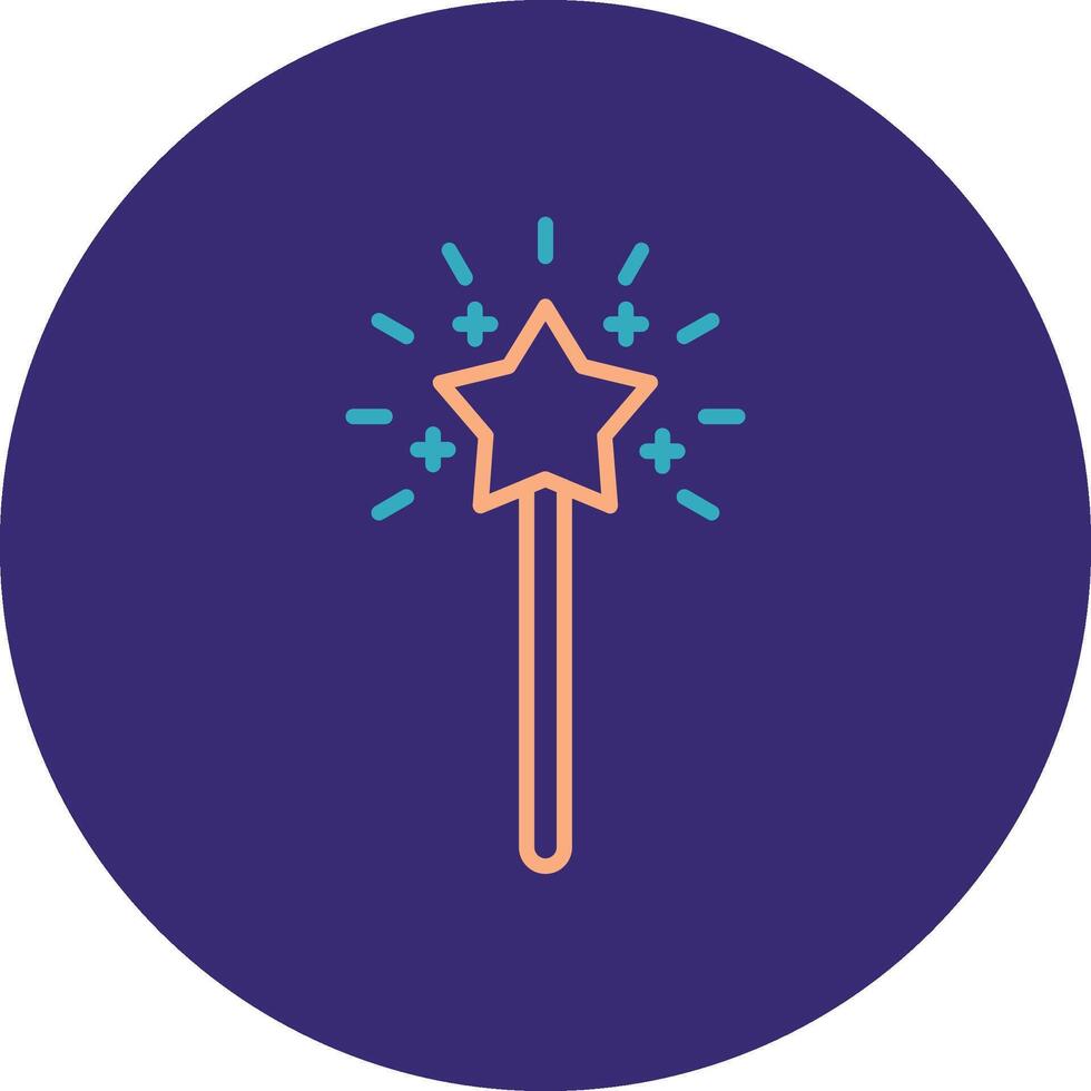 Magic Wand Line Two Color Circle Icon vector