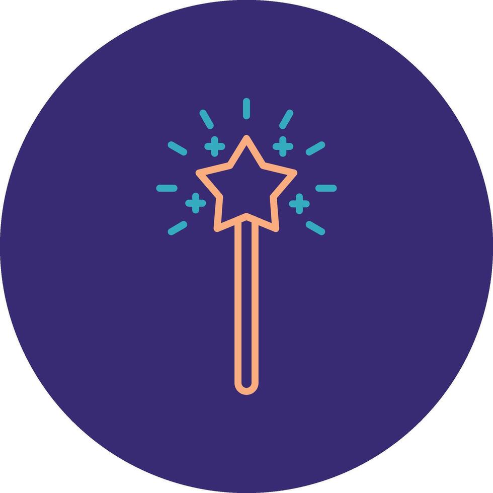 Magic Wand Line Two Color Circle Icon vector