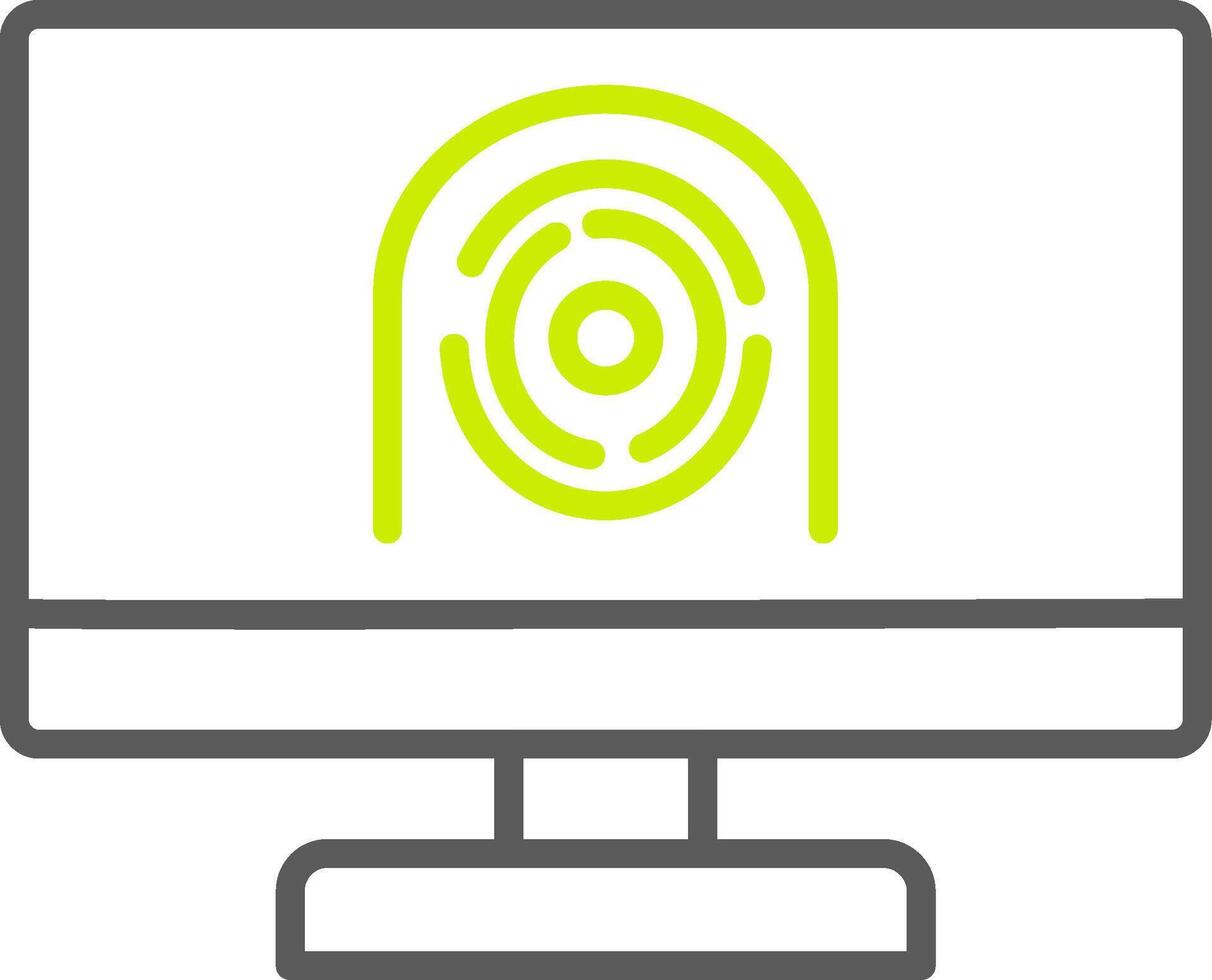 Security Computer Faceprint Line Two Color Icon vector