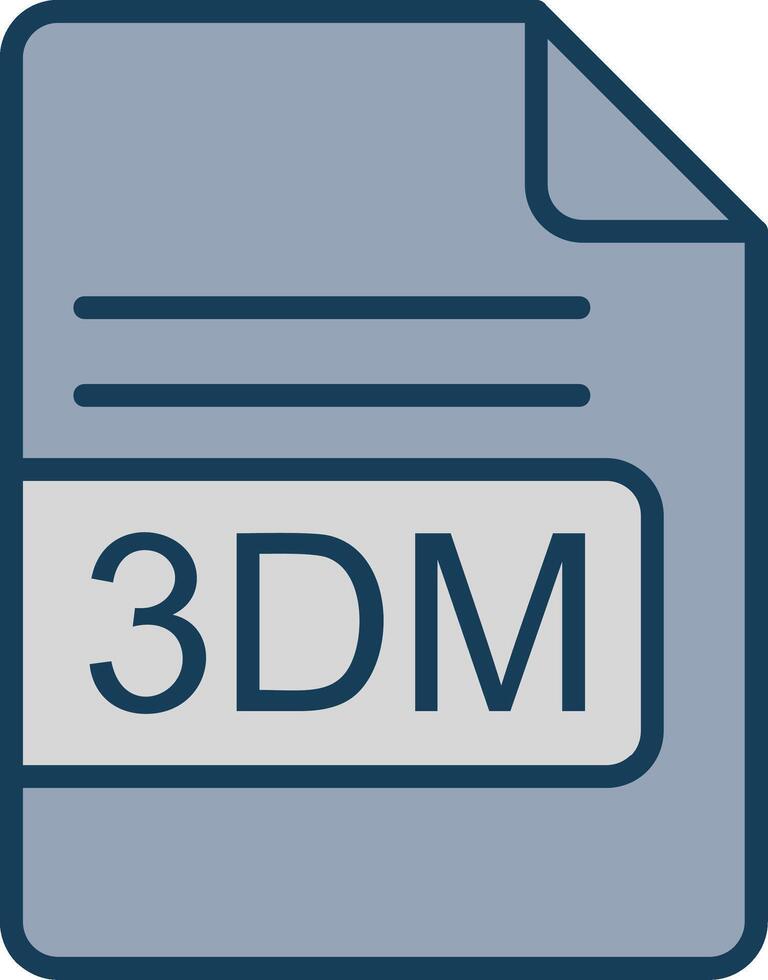 3DM File Format Line Filled Grey Icon vector