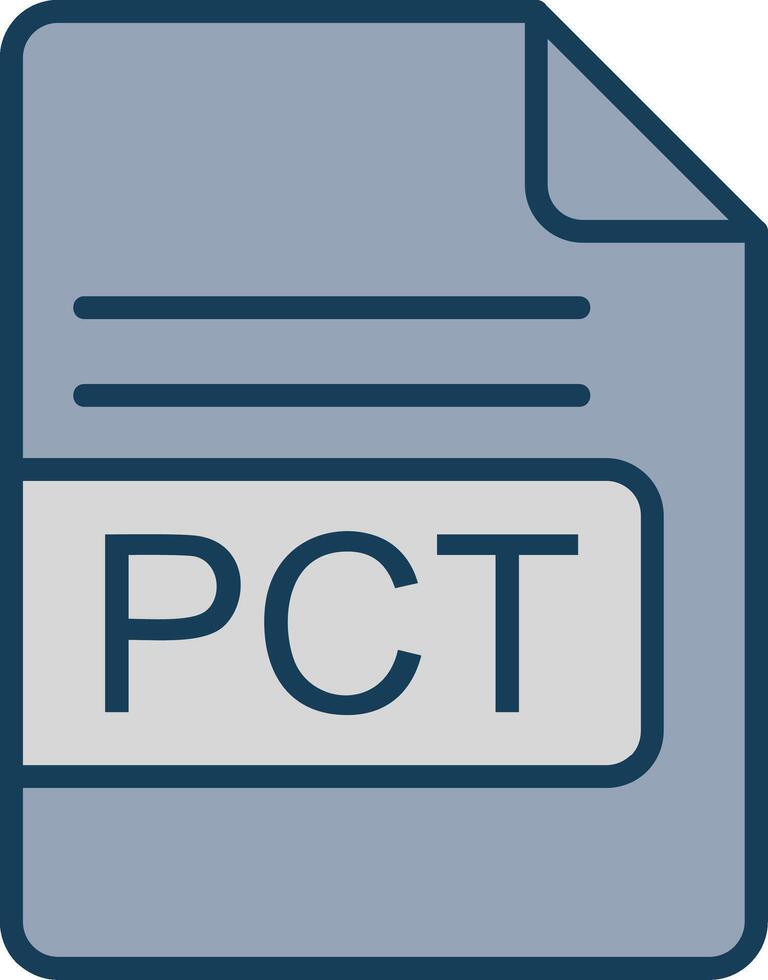 PCT File Format Line Filled Grey Icon vector