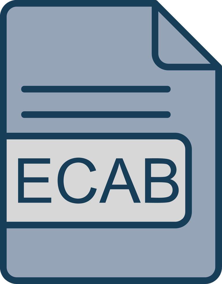 ECAB File Format Line Filled Grey Icon vector