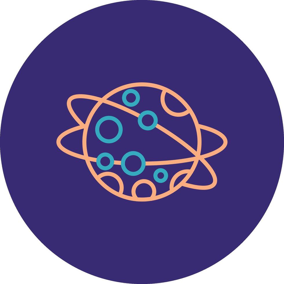 Planet Line Two Color Circle Icon vector