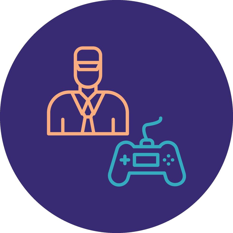 Gamer Line Two Color Circle Icon vector