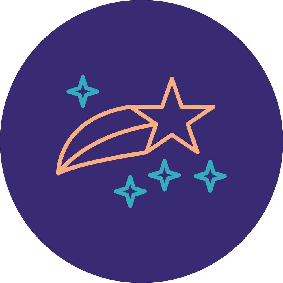 Shooting Star Line Two Color Circle Icon vector