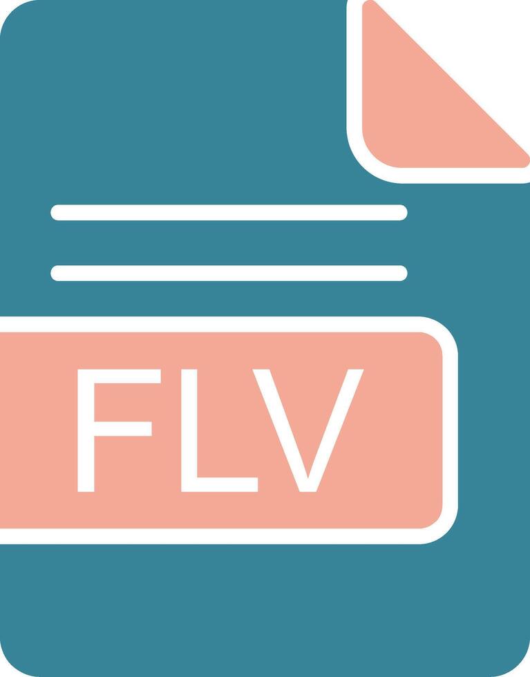 flv archivo formato glifo dos color icono vector